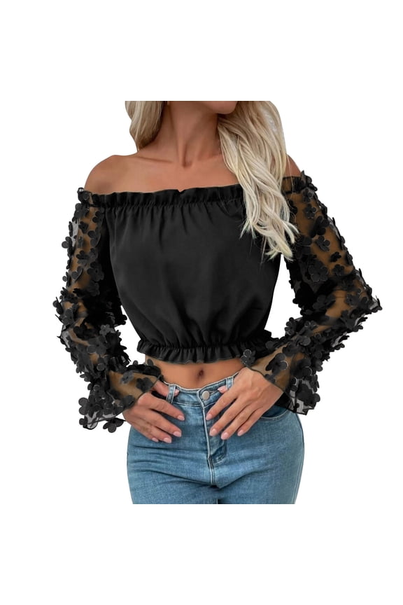 Off the Shoulder Tops for Women Gauze Shirts for Women Going Out Tops for Women Going Out Tops for Women One Neck Top Spring Pullover Off Shoulder Top T Shirt Cowl Neck Tops for Women Black S