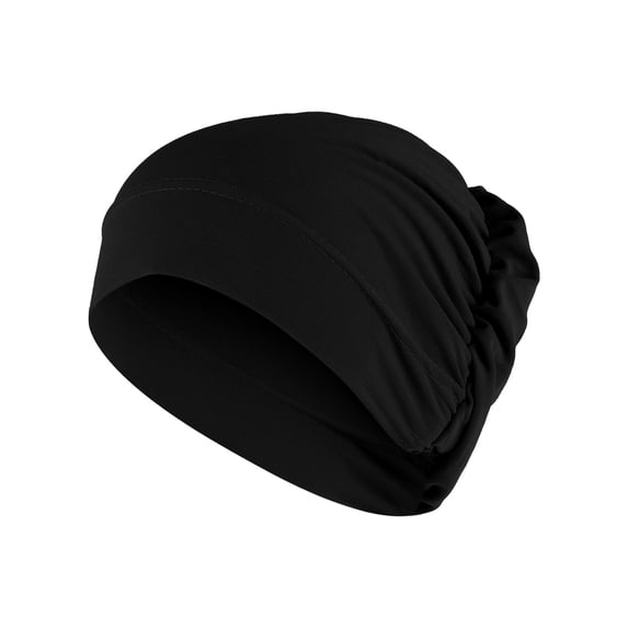 TRUBKH Silk Bonnet Beanie Workout Headbands Hair Turban Head Scarves for Women Satin Head Scarf Wide Headbands Black M