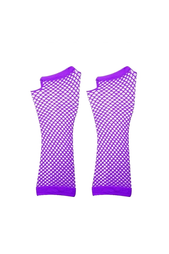 Silk Gloves Sheer Gloves Fishnet Arm Sleeves Womens Gloves Wedding Gloves Long Gloves Fingerless Gloves Purple One Size