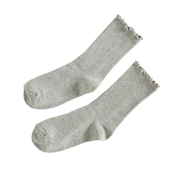 TRUBKH Soft Socks for Women High Socks Knee High Socks Crew Socks Women Womens Ruffle Socks Summer Socks Thick Socks Gray One Size