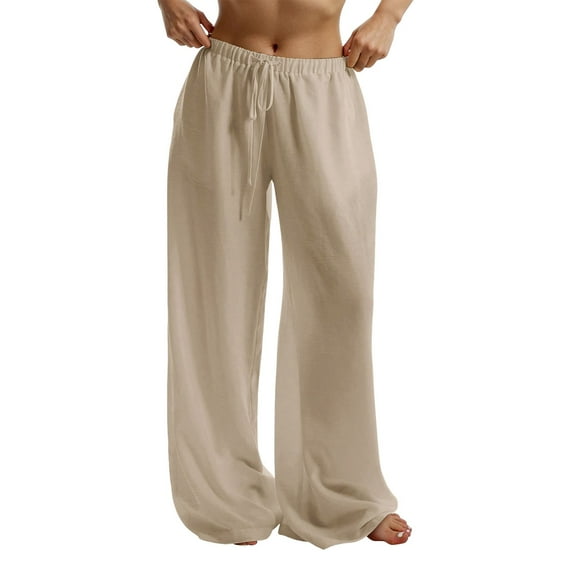 TRUBKH Spring Pants for Women 2025 Baggy Pants Women Womens Joggers Pants Work Pants Gauze Pants for Women Casual Summer Flowy Pants for Women Joggers for Women Khaki M