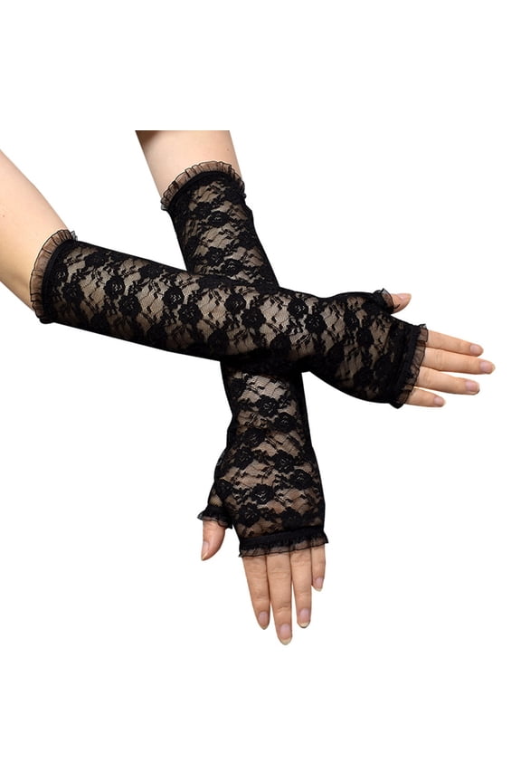 Tea Gloves for Women Opera Gloves Fingerless Gloves Gloves for Women Sheer Gloves Silk Gloves Tea Party Gloves for Women Black One Size