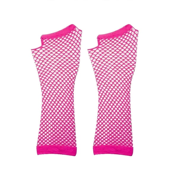 TRUBKH Tea Party Gloves for Women Opera Gloves Gloves for Women Long Gloves Women Formal Satin Gloves Mesh Gloves Fishnet Gloves Hot Pink One Size