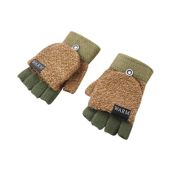 TRUBKH Thermal Gloves for Men Fingerless Gloves Warming Gloves Warm Gloves for Men Winter Gloves Glove Warmers Fingerless Gloves Men Army Green One Size