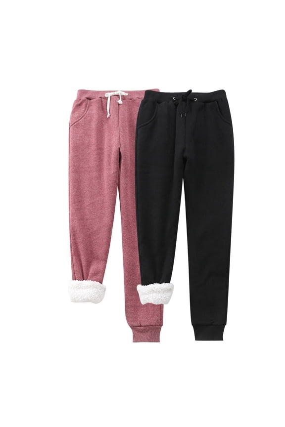 Thermal Pants Women Drawstring Pants Women Winter Pants Baggy Pants Corduroy Pants Women Wide Leg Pants for Women Faux Fur Leggings Black 1 L