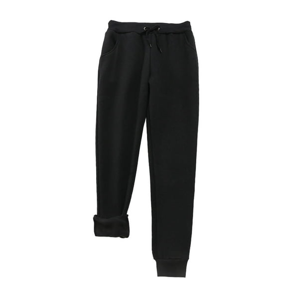TRUBKH Thermal Pants Women Womens Joggers with Pockets Long Johns for Women Thermal Fleece Sweatpants Women Faux Fur Leggings Tummy Control Leggings for Women Athletic Leggings Black Xl