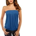 thumbnail image 1 of TRUBKH Tube Tops for Women Strapless Crop Tops Going Out Tops Long Tank Tops for Women Solid Casual Wrapped Chest Loose Sleeveless Top Blouse Tank Top for Women Blue S, 1 of 9