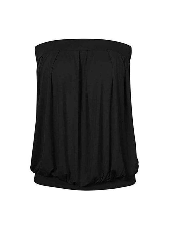 Tube Tops for Women Strapless Crop Tops Going Out Tops Square Neck Tank Top Women Solid Casual Wrapped Chest Loose Sleeveless Top Blouse Long Tank Tops for Women Black S
