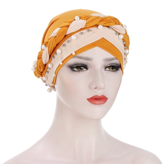 TRUBKH Turbans for Women Hair Loss Hat Head Wrap Cap Headband Hair Wraplace Bandana Head Wrap Retro Turban Hat Square Scarf Cancer Chemo Head Scarf Chemo Beanie Hat Yellow One Size