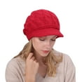 thumbnail image 1 of TRUBKH Winter Hats for Women Double-layer Knit Hat Winter Cap Windproof Warm Windproof Cap Thermal Stretch skull cap with Soft Fleece Knitted Hat with Brim Unisex Winter Beanie fashion Red One Size, 1 of 4