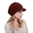thumbnail image 1 of TRUBKH Winter Hats for Women Knitted Hat Windproof Warm Fleece Lined Hats for Women Knit Chunky Cap Knit Hat Warm Windproof Cap with Soft Fleece Double-layer Knit Hat Winter Cap Red One Size, 1 of 4