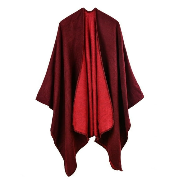 TRUBKH Winter Scarf Knit Poncho Chiffon Scarf Sheer Scarf for Women Crochet Shawl Women Scarves Capes for Women Wine One Size