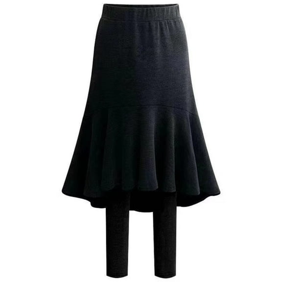 TRUBKH Winter Skorts for Women Knee Length Skirt with Fleece Skirt Pants for Women Skirted Legging for Women Half Slips for Women Black Xl