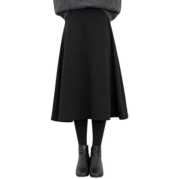 TRUBKH Winter Skorts for Women Knee Length Skirt with Fleece Skirt Trim Skirts Mini Skirt Skirted Leggings Black L