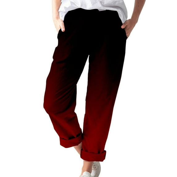TRUBKH Women Linen Pants Barrel Palazzo Pants Wide Leg Linen Pants Beach Pants for Women Wide Leg Cotton Linen Pant Elastic Waist Straight Leg Paperbag Pant Baggy Linen Pants Black L