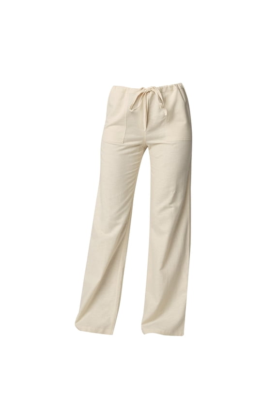 Women Linen Pants Elastic Smock Waist Plain Drawstring Trousers Casual Pants for Women Wide Leg Palazzo Pant Office Work Trousers Summer Pants for Women Summer Boho Pants Khaki L