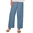 thumbnail image 1 of TRUBKH Women Linen Pants Straight Leg Trousers Long Trousers Drop Crotch Harem Pants Balloon Pants Summer Trousers with Pockets Paperbag Pant Ruffle Pants Women Summer Pants for Women Blue 5XL, 1 of 4
