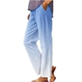 thumbnail image 1 of TRUBKH Women Linen Pants Women's Sweatpants Drop Crotch Harem Pants Palazzo Flowy Trousers Loose Yoga Trousers Linen Cotton Blend Pants Comfort Resort Wear Flowy Gauze Baggy Linen Pants Sky Blue 3XL, 1 of 5
