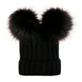 thumbnail image 1 of TRUBKH Women Winter Pompom Beanie Hat Cute Fuzzy Bear Ears Beanie Hat Women's Cable Knit Pompom Beanie Stretch Warm Skull Cap Cover Ears Beanie Hat Cold Weather Daily Activities Black One Size, 1 of 1