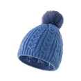 thumbnail image 1 of TRUBKH Women Winter Pompom Beanie Hat Knit Chunky Cap Stretch Warm Skull Cap Warm Fleece Lined Knitted Skull Cap Warm Fleece Lined Thick Ski Hats Winter Accessories for Women Blue One Size, 1 of 2