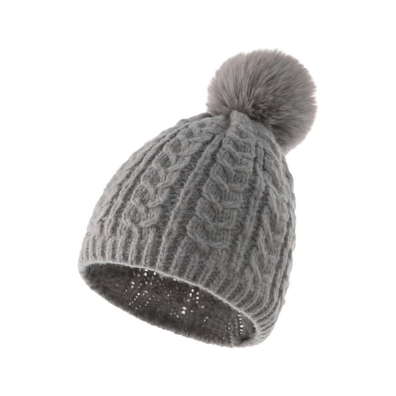 TRUBKH Women Winter Pompom Beanie Hat Windproof for Cold Weather Beanie Warm Fleece Lined Stretch Warm Skull Cap Soft Knit Beanie Knit Chunky Cap Christmas Gifts for Women Gray One Size