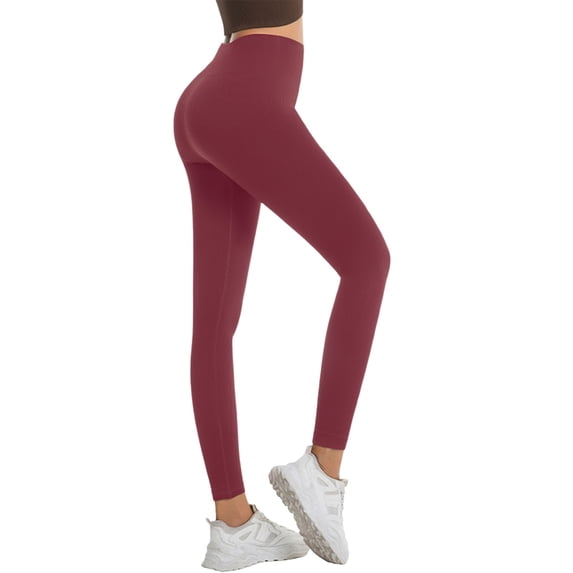 TRUBKH Women Yoga Pants Soft Gym Leggings High Waisted Yoga Pants Yoga Pants Women Seamless Leggings Workout Leggings Women Pencil Pants Leggings Solid Color Women's Yoga Pants Non See Red M