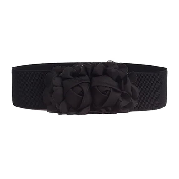 TRUBKH Women's Belts High Waisted Belts for Women Women Skinny Belts Ladies Stretchy Belt Womens Belts for Jeans Straw Belt Round Belt Thick Waist Belt Vintage Waist Belt Black One Size