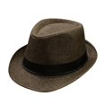 thumbnail image 1 of TRUBKH Women's Bowler Hat Derby Hats Wedding Hats Women's Fedora Hats Classic Plain Classic Wide Brim Color Jazz Hats Costume Accessory Lightweight Packable Fedora Stylish Hat Brown One Size, 1 of 3