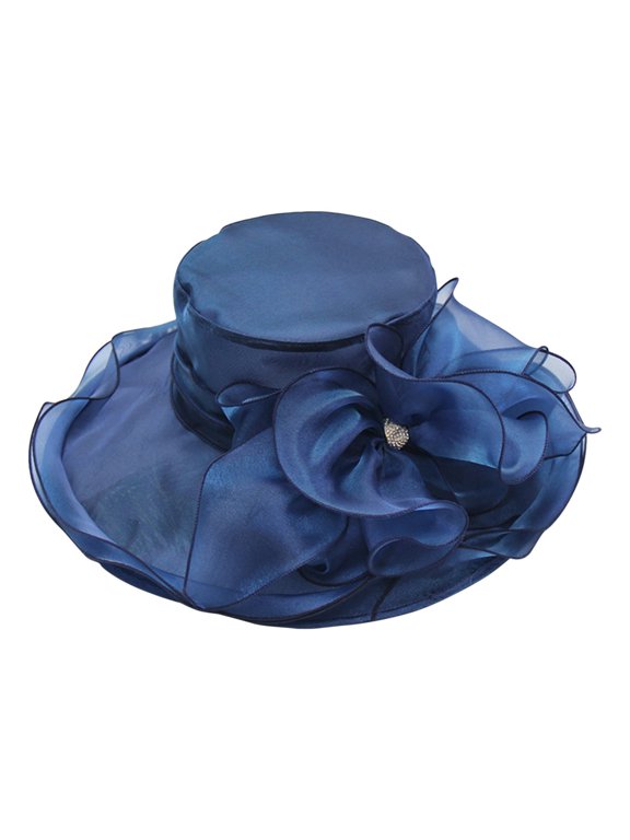 Women's Organza Hat Organza Derby Hats for Women Fancy Hats Easter Hats for Women Sun Hat for Ladies Fancy Hats for Women Hats for Church Elegant Hats for Women Sun Hats Blue a