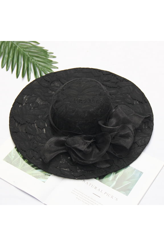 Women's Organza Hat Wide Brim Sun Hat Sun Hat for Ladies Vintage Hats Kentucky Derby Hats for Women Sun Hats Summer Sunhat Women Hats for Church Bowler Hat Derby Hats for Women Black One Size