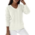 thumbnail image 1 of TRUBKH Women's Sweaters Long Sleeve Shirts V Neck Tops Flowy Top Business Casual Outfits for Women Lightweight Sweaters for Women Breathable Tops Loose Fit Relaxed Fit Outfits for Women White 2XL, 1 of 5