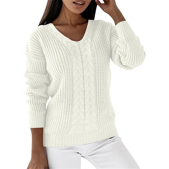 TRUBKH Women's Sweaters Long Sleeve Shirts V Neck Tops Flowy Top Business Casual Outfits for Women Lightweight Sweaters for Women Breathable Tops Loose Fit Relaxed Fit Outfits for Women White 2XL