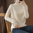 thumbnail image 1 of TRUBKH Women's Sweaters Mock Neck Top Long Sleeve Wool Blend Business Casual Outfits for Women Drop Shoulder Sweaters Breathable Tops Loose Fit Tunic Tops Blouse Fall Clothes Beige S, 1 of 5