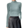 thumbnail image 1 of TRUBKH Women's Sweaters Turtleneck Sweater Long Lantern Sleeve Drop Shoulder Sweaters Slim Fit Lightweight Sweaters for Women Solid Tops Tunic Tops Blouse Seamless Knit Teacher Outfits Green 2XL, 1 of 4