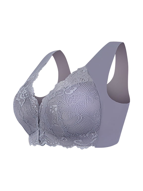 Women's Zip Front Sports Bra Wide Strap Push Up Bras for Women Plus Size Athletic Tops Bralettes for Women High Impact Sports Bra Comfortable Bras for Women Push Up Bra Gray L