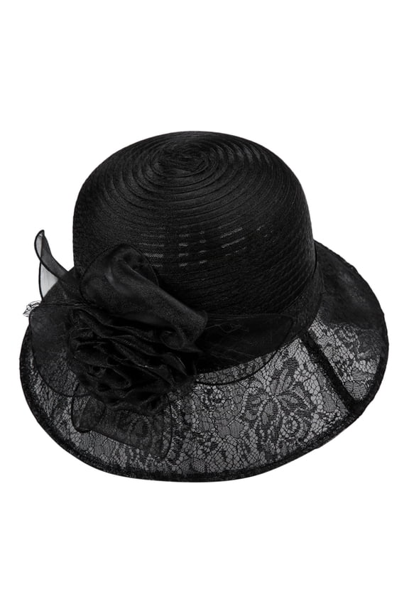 Women's organza hat Bowler Hat Summer Sunhat Tea Party Wedding Hat church hats church hats fancy hats for women Sun Hat for Ladies chapeau pour femme elegant hats for women Black One Size