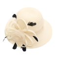 thumbnail image 1 of TRUBKH Women's organza hat Packable Wide Brim Hats chapeau pour femme hats for women church hats Tea Party Wedding Hat Sun Hat for Ladies vintage hats kentucky derby hats for women Beige One Size, 1 of 1