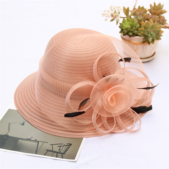 TRUBKH Women's organza hat Tea Party Wedding Hat Hat for Women elegant hat for women Sun Hat for Ladies womens dress hat church hat summer hat for women Summer Sunhat Chic and Stylish Pink One Size