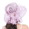 thumbnail image 1 of TRUBKH Women's organza hat church hats spring hats for women Packable Wide Brim Hats Dressy Hats church hats fancy hats for women Tea Party Wedding Hat kentucky derby hats for women Pink One Size, 1 of 4