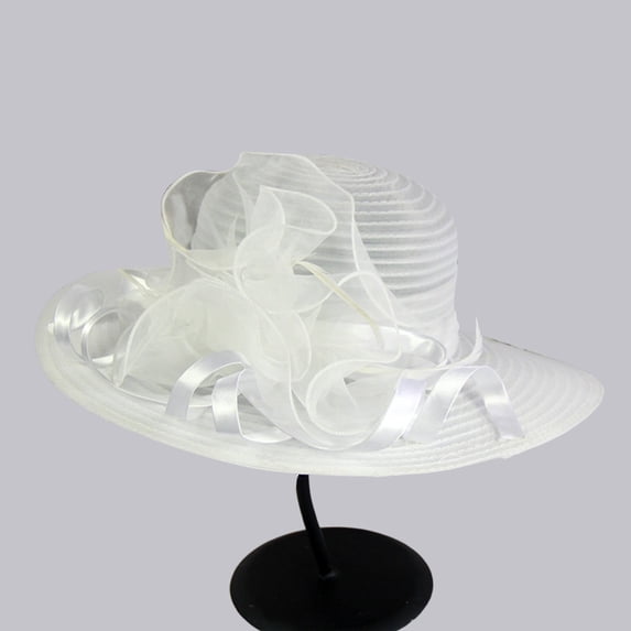 TRUBKH Women's organza hat vintage hats kentucky derby hats for women fancy hats for women church hats Wide Brim Sun Hat Sunhat fancy hats Sun Hats Sun Hat for Ladies Hat for Women White One Size