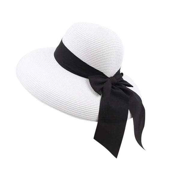 TRUBKH Women's straw hat summer hat Travel Bucket Hat Summer Boho Hat Outdoor Hat Summer Beach Hats Mesh Hat Wide Brim sun hats straw hat Hat Adjustable Summer Sunhat for Men Women White One Size