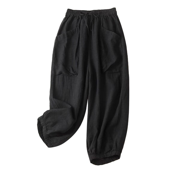 TRUBKH Womens Comfy Pants Lounge Pants Elastic Waistband and Ankle Sleep Pants Flower Pants Golf Pants Boho Patchwork Harem Pants Cute Pants Flowy Pants Elastic Waist Outing Trousers Black XL