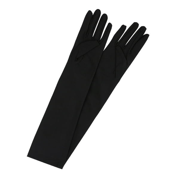 TRUBKH Womens Gloves Opera Gloves Sheer Gloves Tea Party Gloves for Women Satin Gloves Long Gloves Women Formal Silk Gloves Black One Size