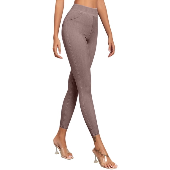 TRUBKH Womens Leggings Seamless Leggings for Running Daily Wear Stretch Jeggings High Waist Yoga Pants Running Sport Elastic High Waist Shorts Plus Size Workout Cargo Leggings Brown L