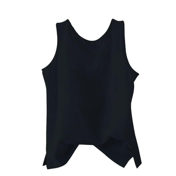TRUBKH Womens Linen Crop Tops V Neck Tank Top Summer Sleeveless T Shirt Loose Fit Cami Flowy Linen Top Crop Tops Cotton Linen Tank Tops Layering Tank Top Beach Vacation Clothes Black L