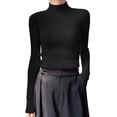 thumbnail image 1 of TRUBKH Womens Sweaters Scoop Neck Long Lantern Sleeve Oversized Sweaters for Women Tunic Tops Blouse Plus Size Seamless Knit Cotton Blend Fall Sweaters for Women Womens Tops Black S, 1 of 5