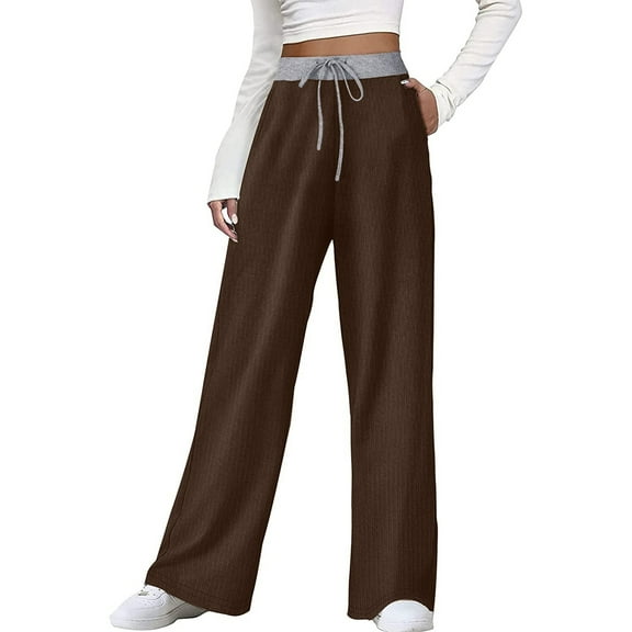 TRUBKH Womens Sweatpants Winter Pants High Waisted Pants for Women Womens Leggings Sweatpants Women Boho Pants Sweatpants for Women Coffee S
