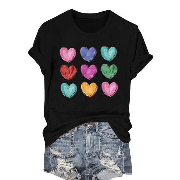 TRUBKH Womens Tops Valentines Day Women Blouse Fall T Shirts for Women T Shirts for Women Valentine's Day Tops for Women's T-shirts Women’s Blouse Gray Xl
