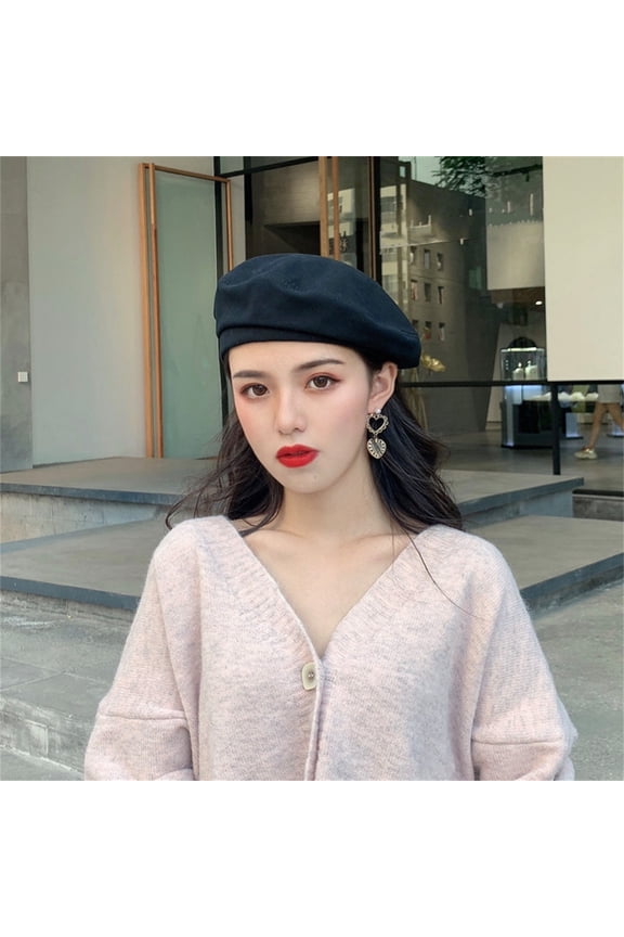 berets for women Painter Hat ladies hats Roll Upp Beret Wool Beret Beanie Cap Hat Wool Berets for Women Lightweight Packable French Beret Hats scottish hat women hats fashion Black One Size