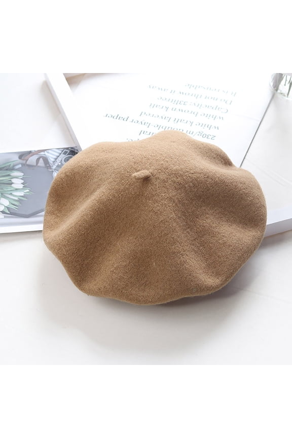 berets for women Perfect All Seasons Wool Beret skull caps Breathable Hat French Beret Hats 6 Panel Newsboy Caps ladies hats scottish hat Painter Hat Roll Upp Beret Solid Color Beige One Size
